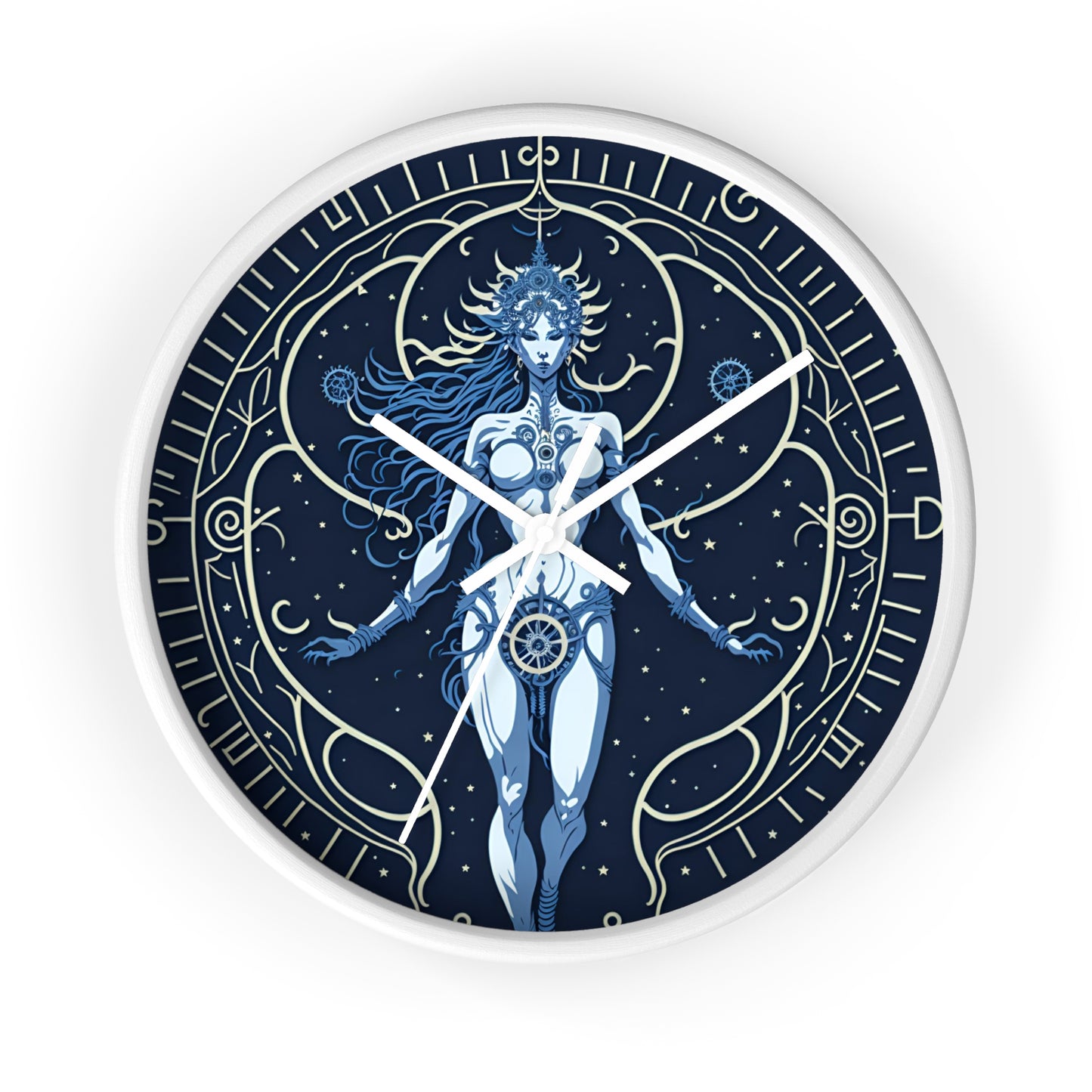 Celestial Goddess Wall Clock Blue design 1 celestial goddess blue Analog Wall Clock design for those fantasy lovers the library bedroom