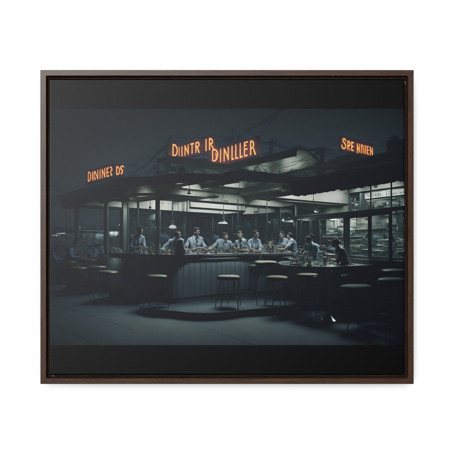 Drive-In Diner Dreams Nostalgic Dystopian Collection of Retro Wall Art Gallery Canvas Wraps Horizontal Frame v3/6