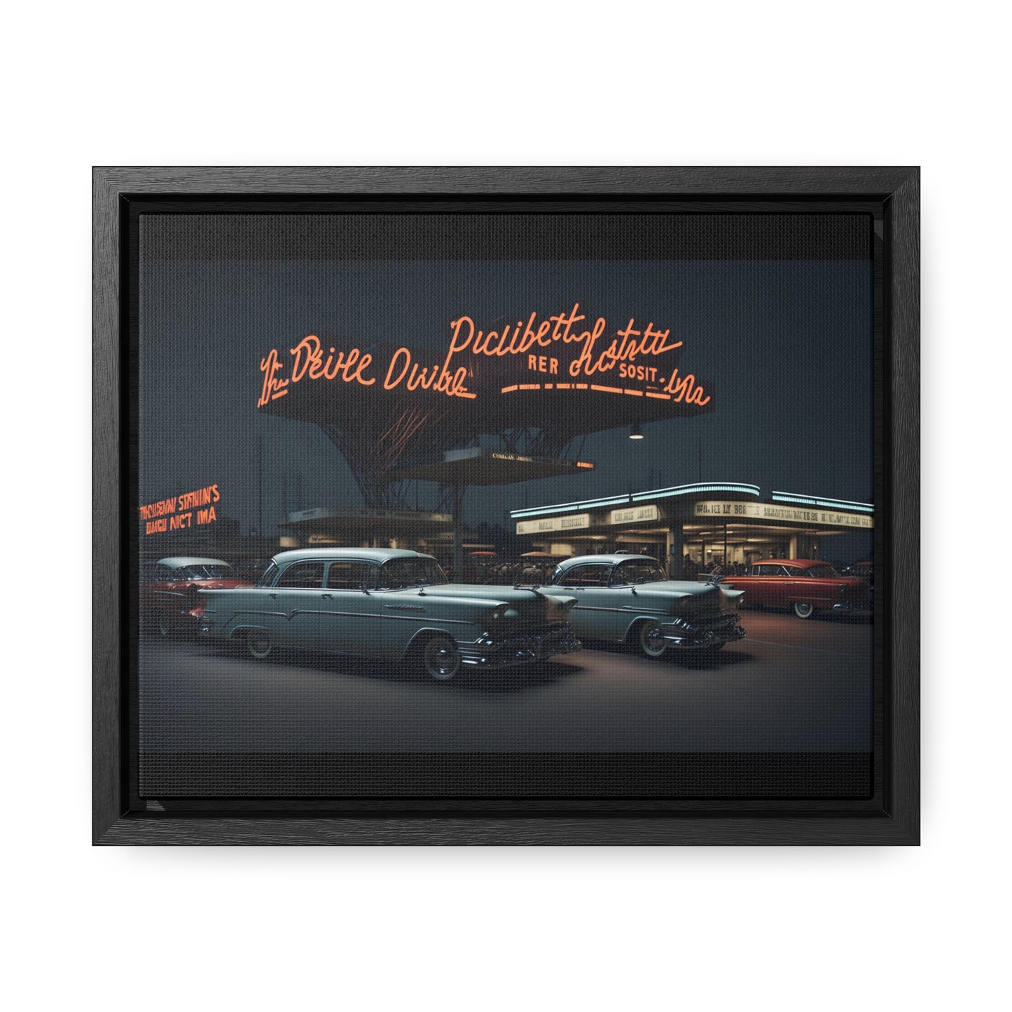 Drive-In Diner Dreams Nostalgic Dystopian Collection of Retro Wall Art Gallery Canvas Wraps Horizontal Frame v6/6