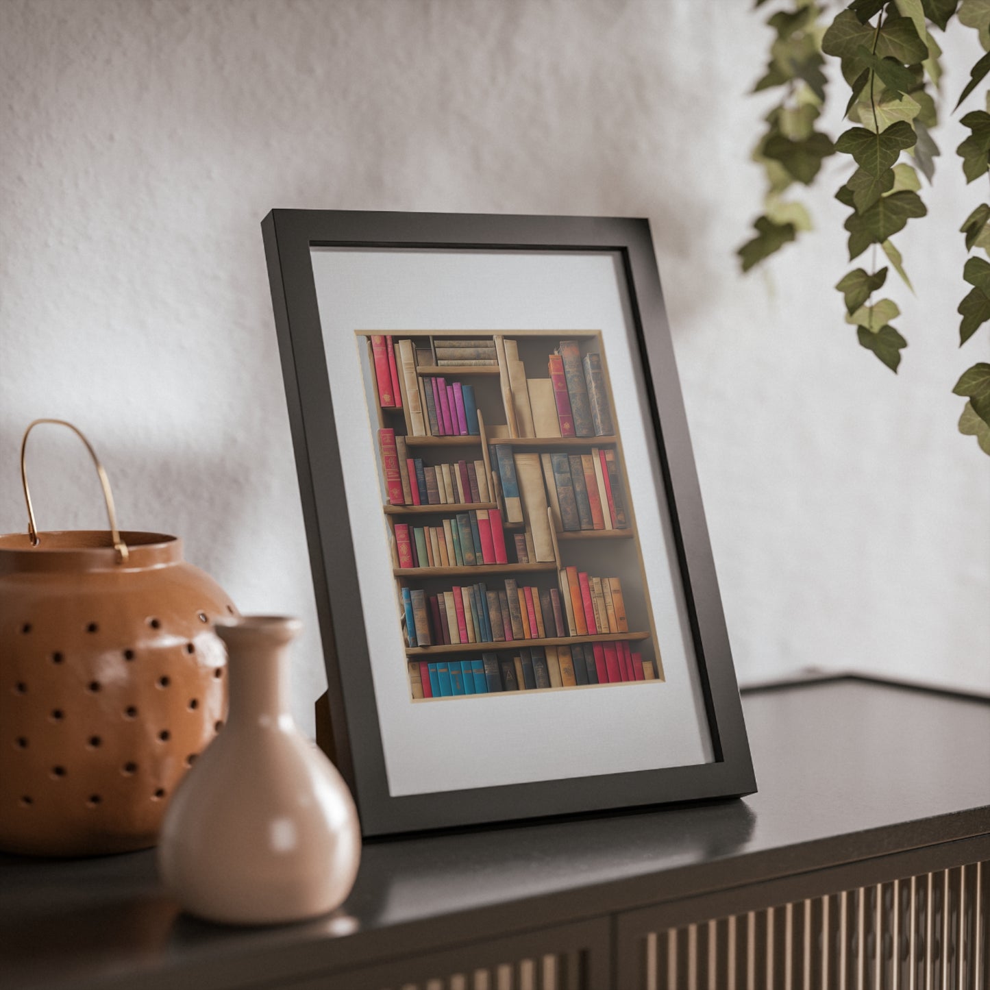 Library framed art library bookshelf studio study office poster teacher 3