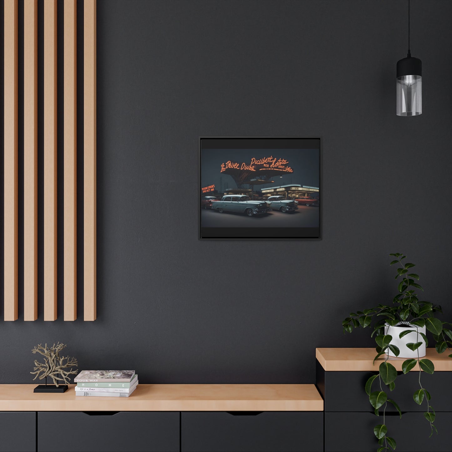 Drive-In Diner Dreams Nostalgic Dystopian Collection of Retro Wall Art Gallery Canvas Wraps Horizontal Frame v6/6