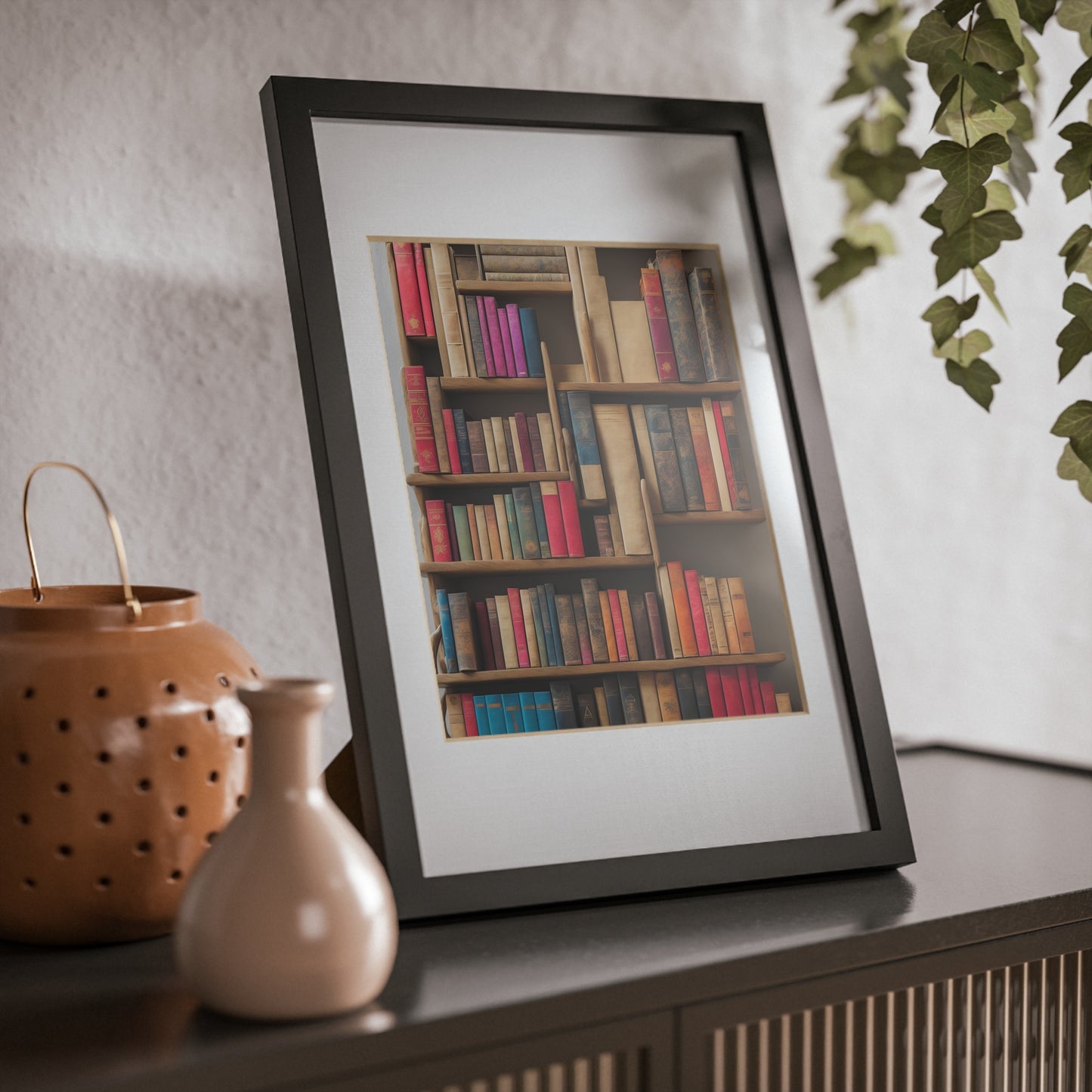 Library framed art library bookshelf studio study office poster teacher 3