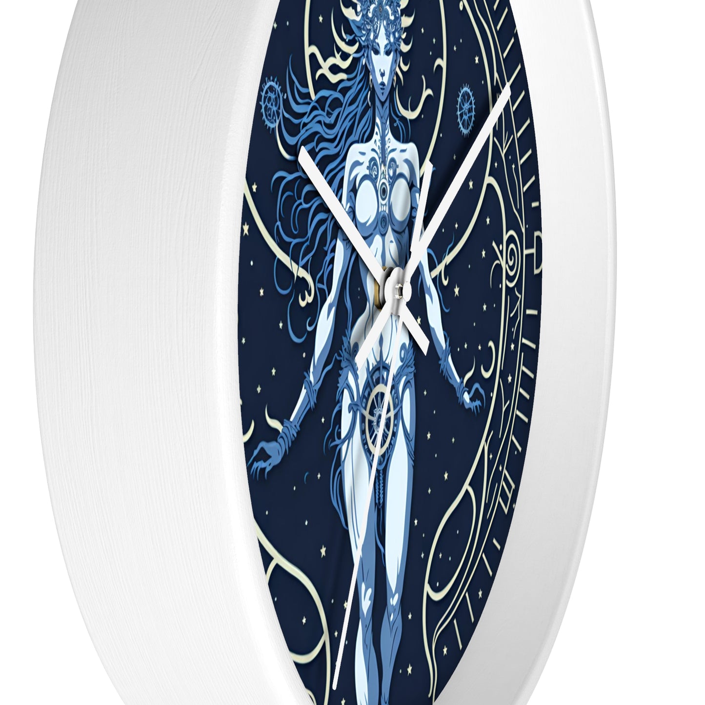 Celestial Goddess Wall Clock Blue design 1 celestial goddess blue Analog Wall Clock design for those fantasy lovers the library bedroom