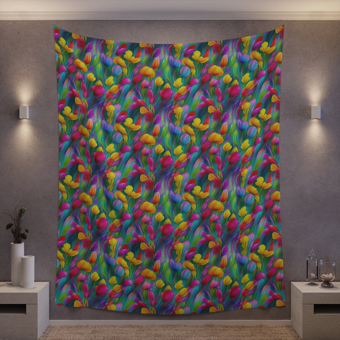 Rainbow Flower Tapestry for the wall for pride and celebrating inclusiveness lgbtq ally wall art gay wall art up to 100 inches show pride v3