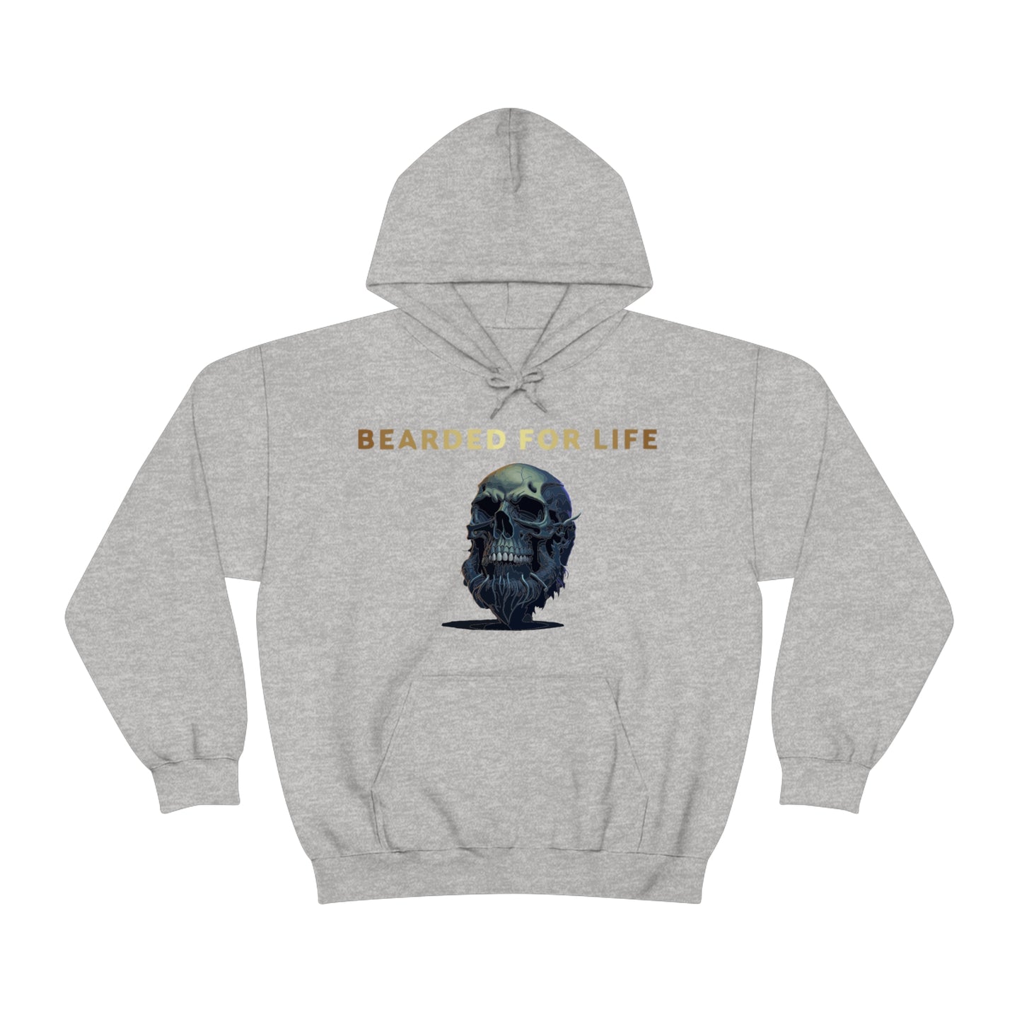 Bearded for life hoodie with a skull with a beard for the man that will have beard till he dies and is proud of his beard on fathers v2