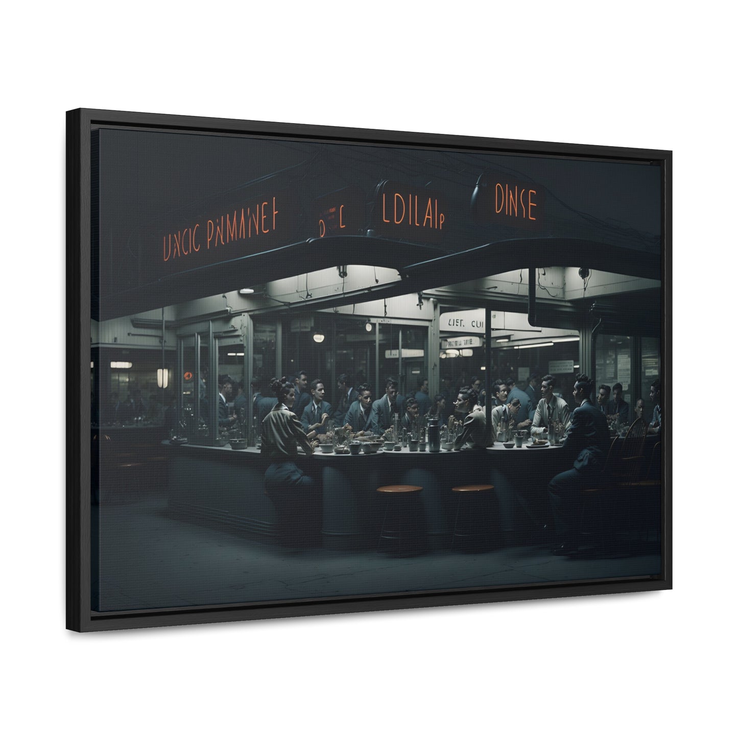 Drive-In Diner Dreams Nostalgic Dystopian Collection of Retro Wall Art Gallery Canvas Wraps Horizontal Frame v4/6