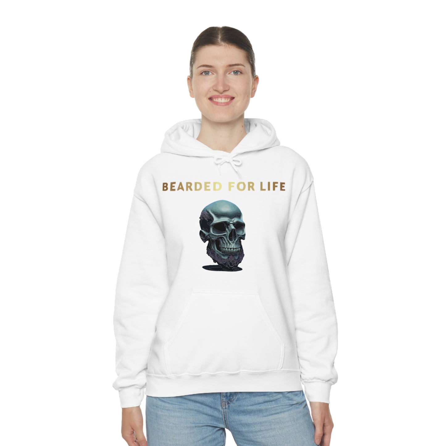 Bearded for life hoodie with a skull with a beard for the man that will have beard till he dies and is proud of his beard on fathers day v1