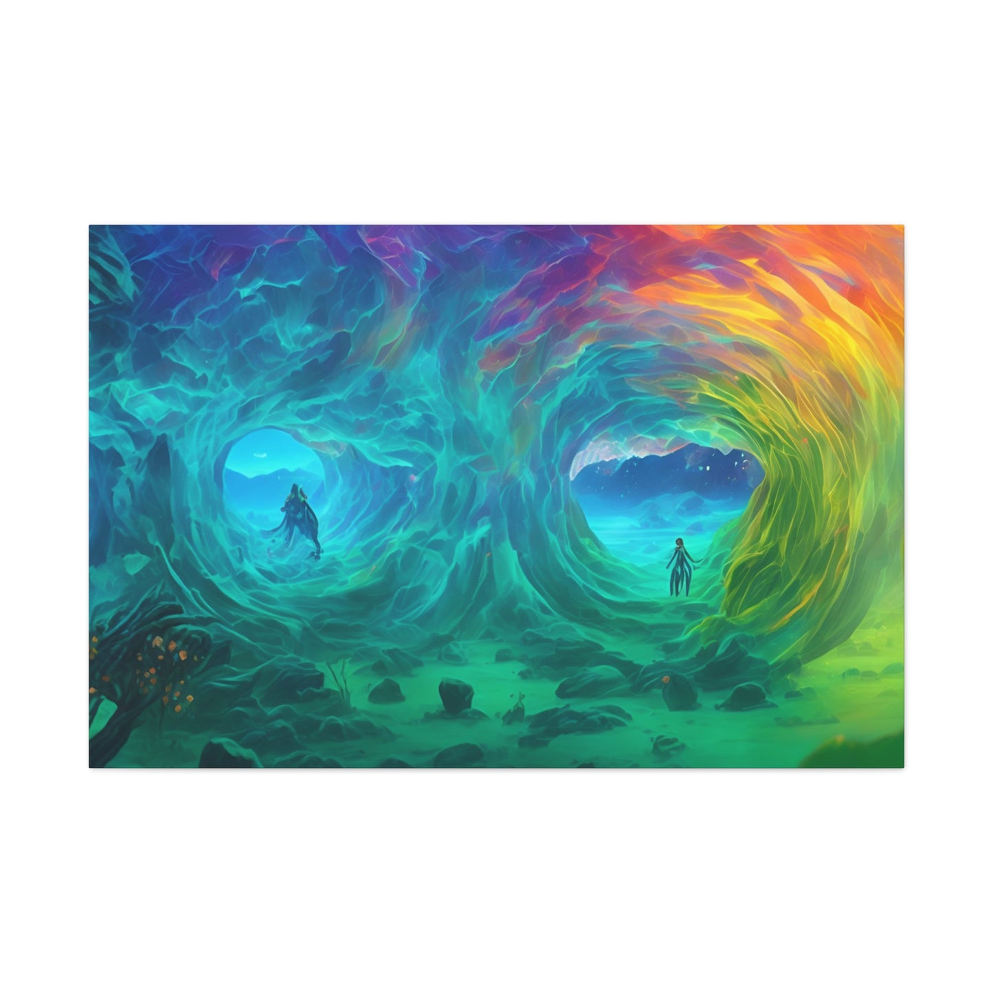 Rainbow wave stretched Canvas Gallery Wraps for the gameroom art gay gift for lgbtq lovers ally femme style art horizontal orientation v2