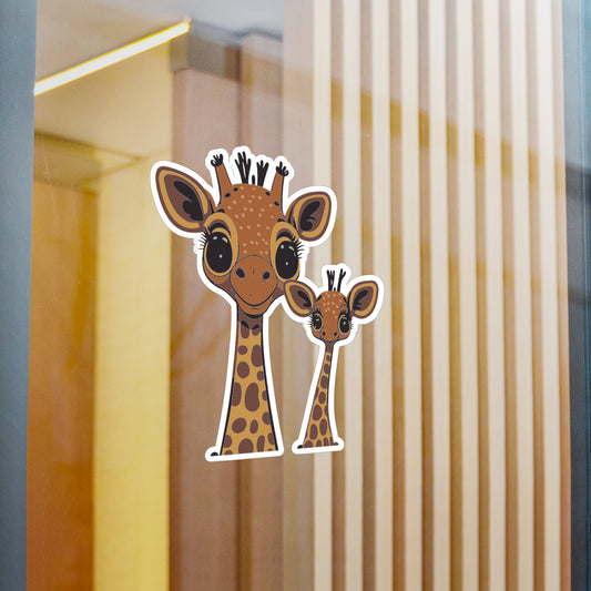 Mother and baby Giraffe Vinyl Decal to liven up the playroom with  vinyl cartoon animals with satin finish removable and restick decal