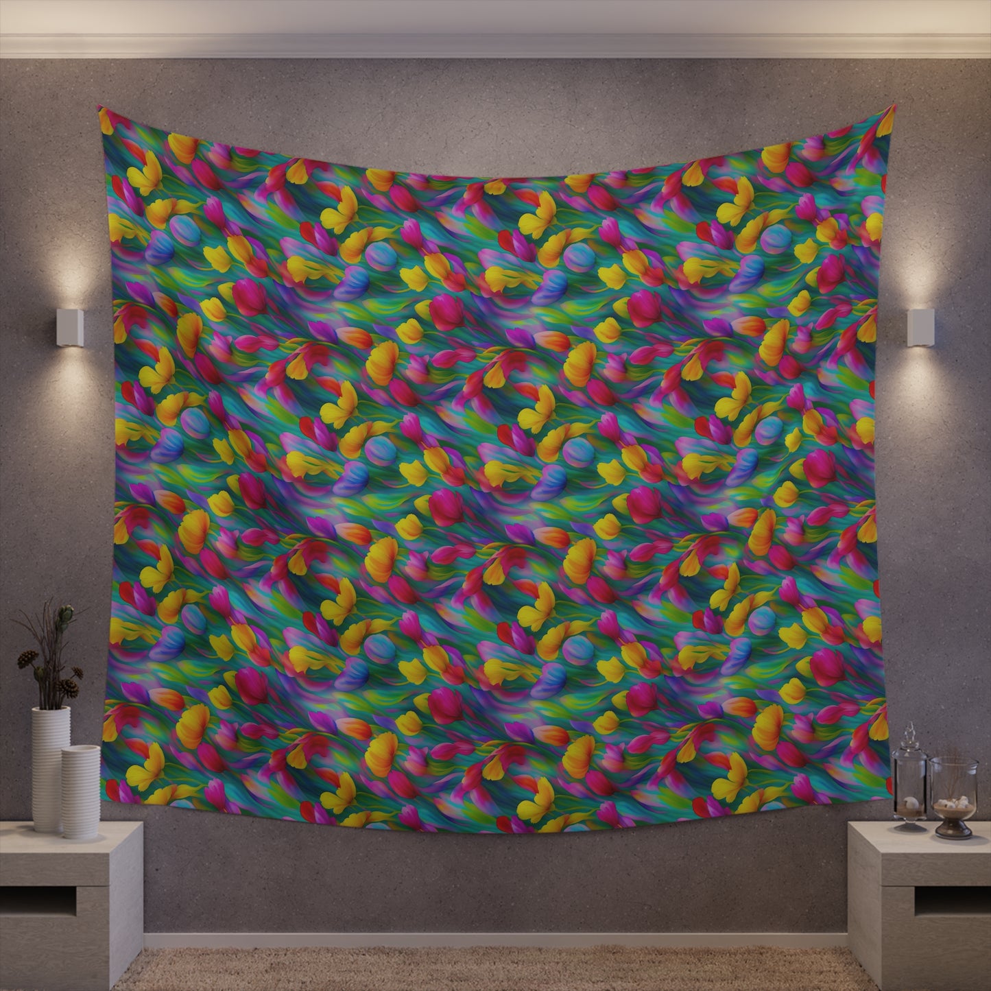 Rainbow Flower Tapestry for the wall for pride and celebrating inclusiveness lgbtq ally wall art gay wall art up to 100 inches show pride v3