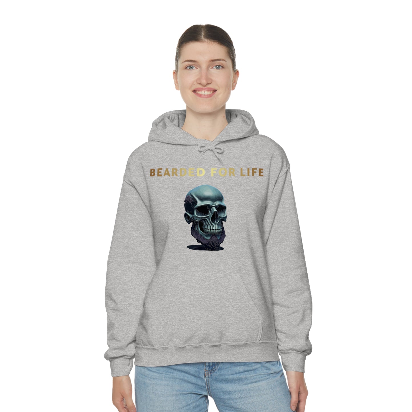 Bearded for life hoodie with a skull with a beard for the man that will have beard till he dies and is proud of his beard on fathers day v1