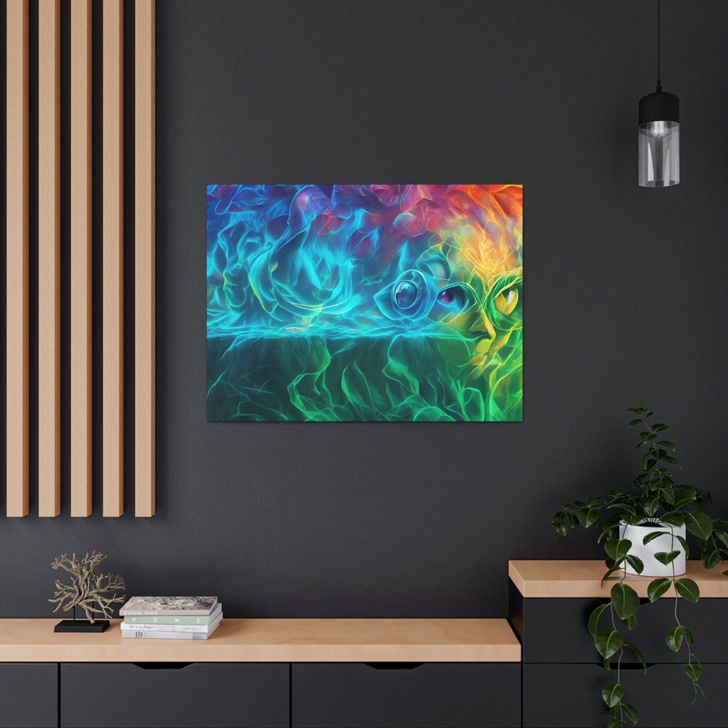 Rainbow wave stretched Canvas Gallery Wraps for the gameroom art gay gift for lgbtq lovers ally femme style art horizontal orientation v4