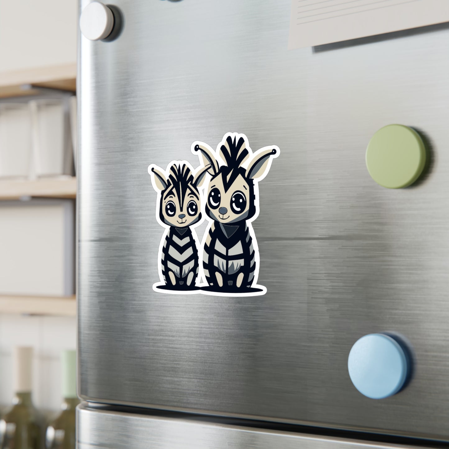 Mother and baby zebra Vinyl Decal to liven up the playroom with vinyl cartoon animals with satin finish removable and restick decal