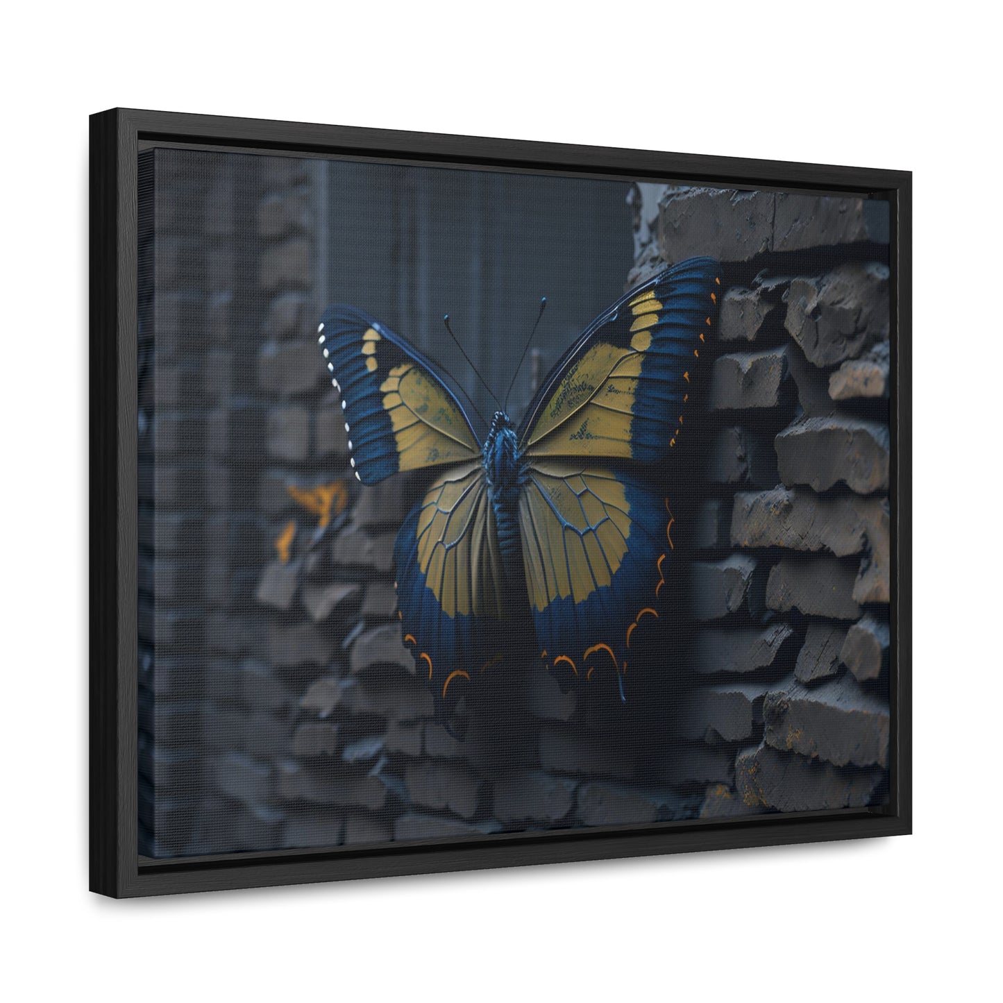 Dilapidated Butterfly Gallery Canvas art Wrap artwork depicting a fresh start at life in a barren wasteland