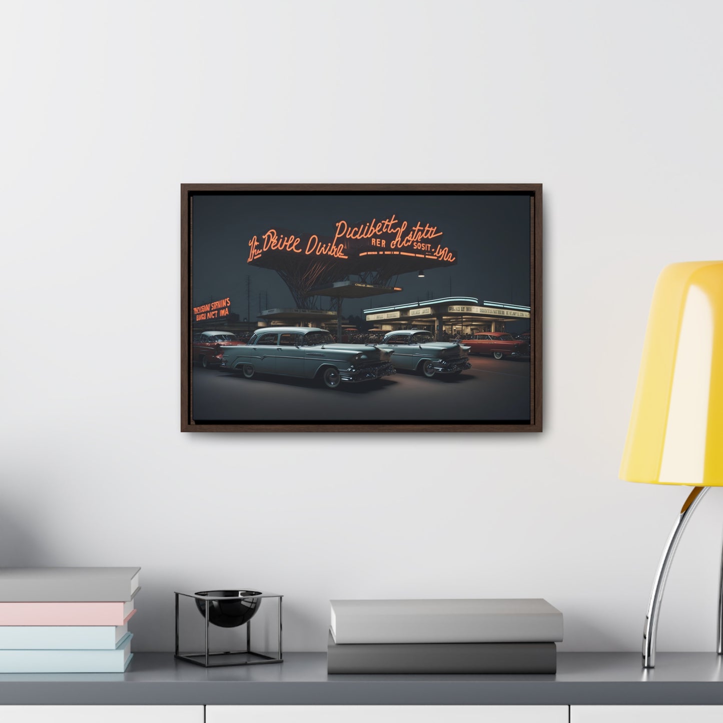 Drive-In Diner Dreams Nostalgic Dystopian Collection of Retro Wall Art Gallery Canvas Wraps Horizontal Frame v6/6