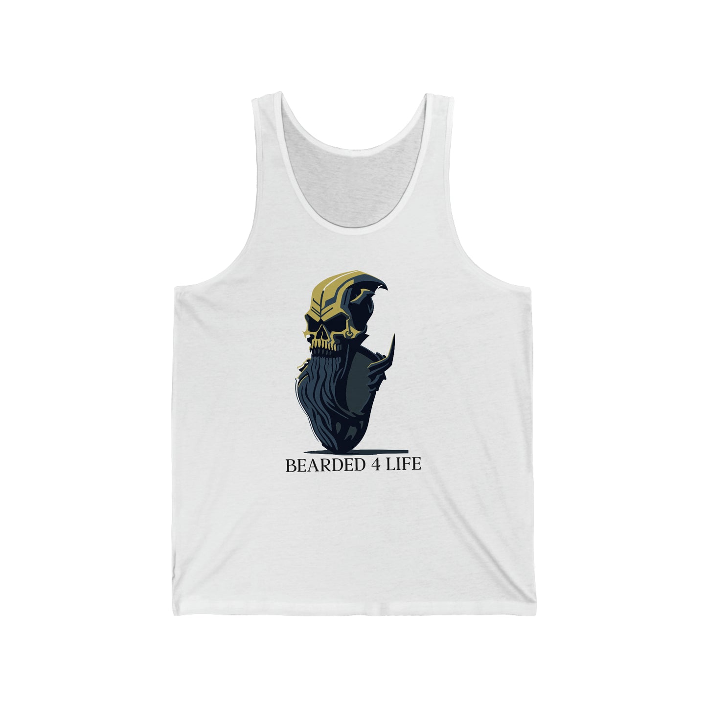 Bearded 4 Life tank top for bearded men that just wont quit with the beard skull with a beard tank for fathers with beads on fathers day