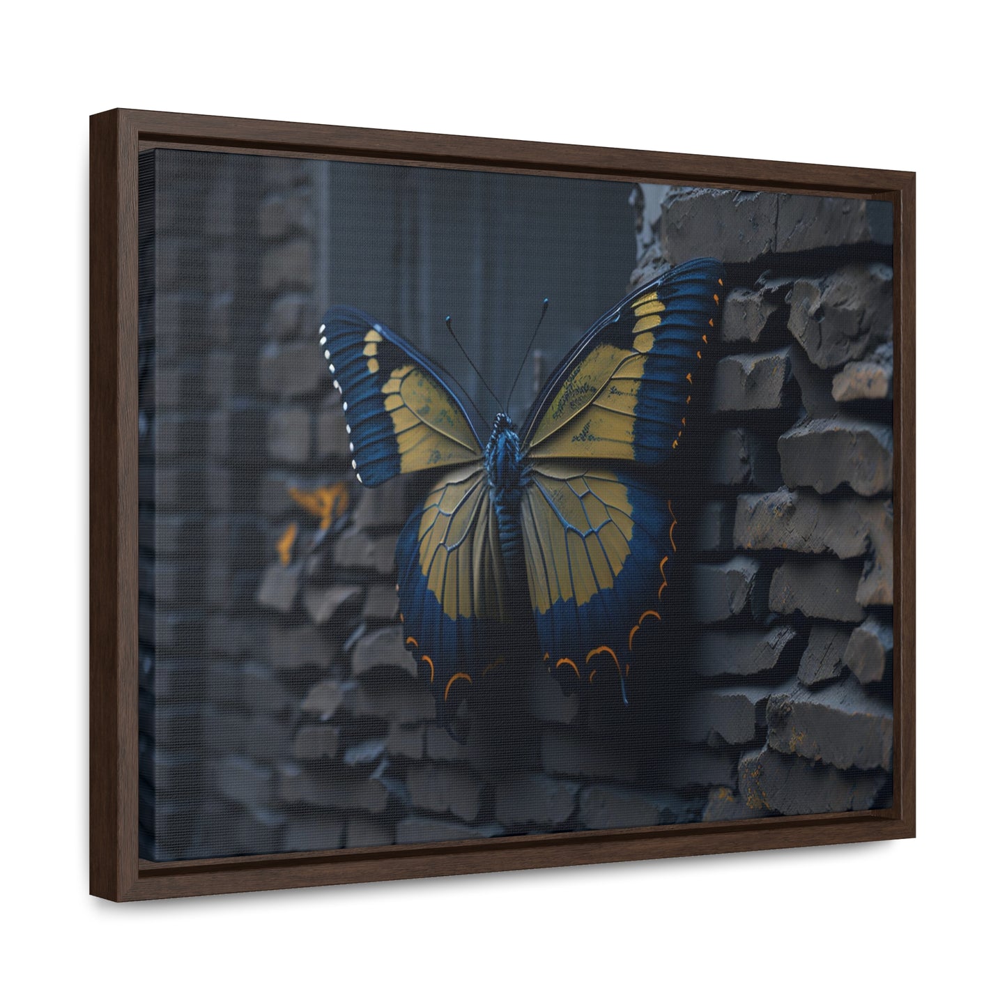 Dilapidated Butterfly Gallery Canvas art Wrap artwork depicting a fresh start at life in a barren wasteland