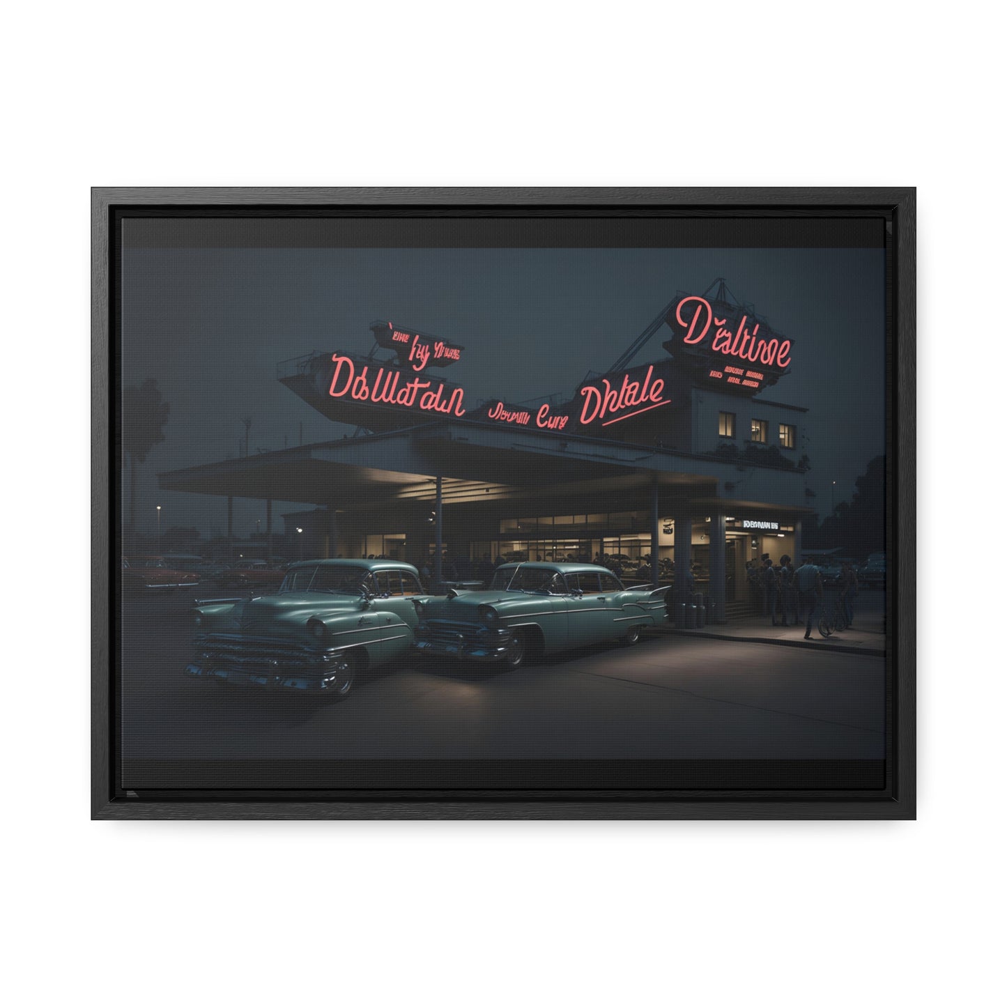 Drive-In Diner Dreams Nostalgic Dystopian Collection of Retro Wall Art Gallery Canvas Wraps Horizontal Frame v5/6