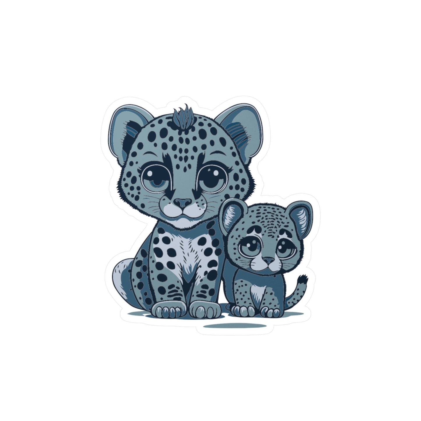 Mother and baby Snow Leopard Vinyl Decal to liven up the playroom with vinyl cartoon animals with satin finish removable and restick decal