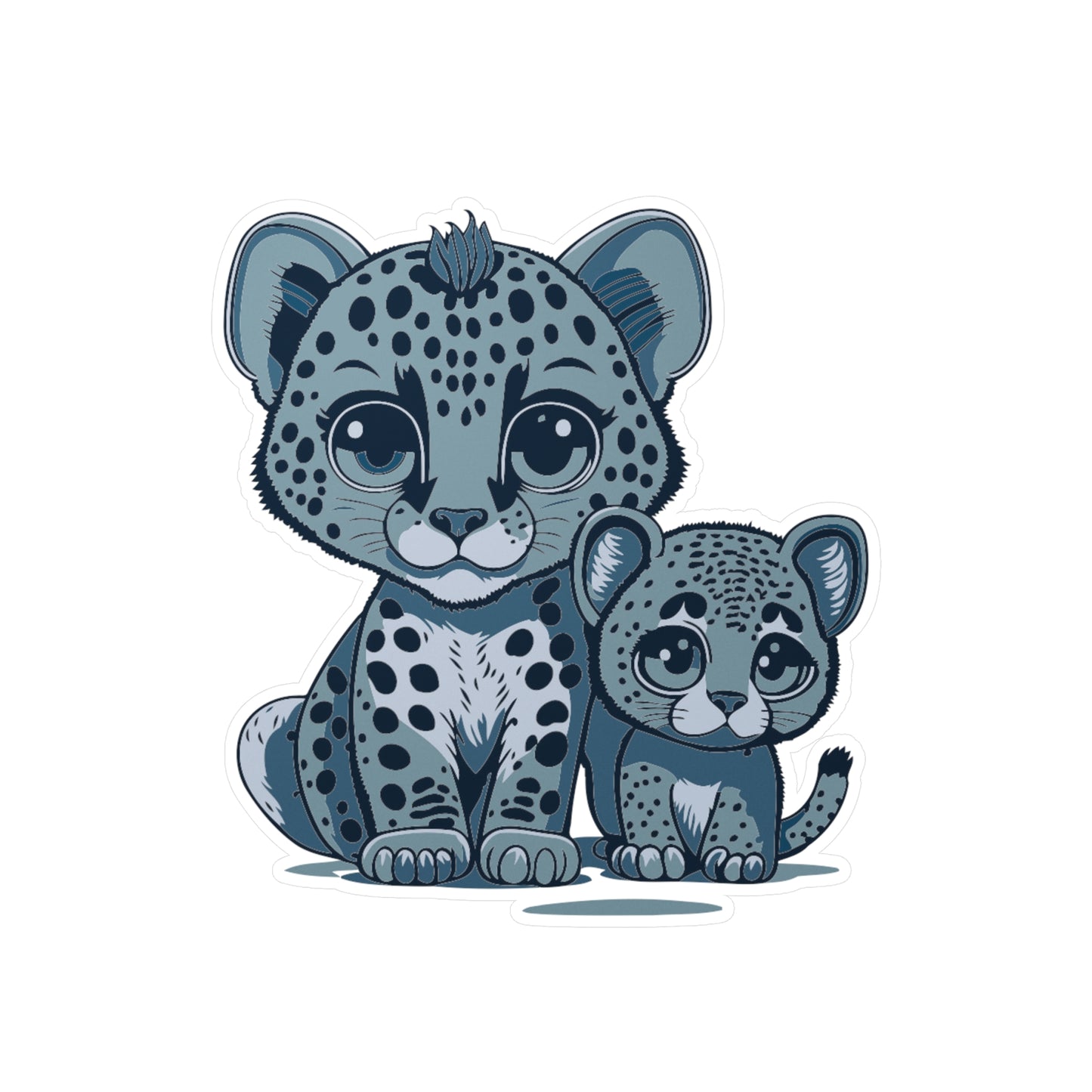 Mother and baby Snow Leopard Vinyl Decal to liven up the playroom with vinyl cartoon animals with satin finish removable and restick decal