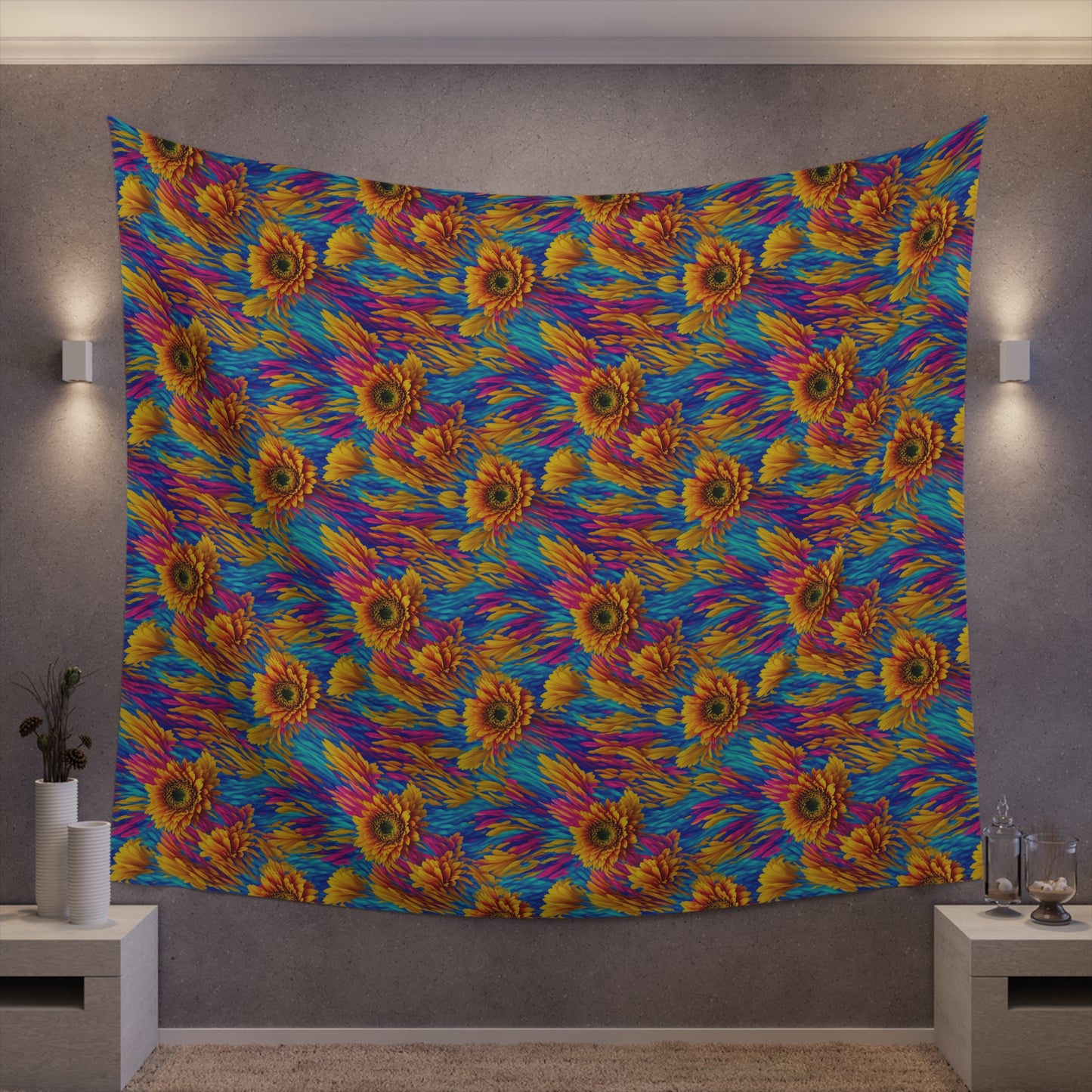 Rainbow Flower Tapestry for the wall for pride and celebrating inclusiveness lgbtq ally wall art gay wall art up to 100 inches show pride v2