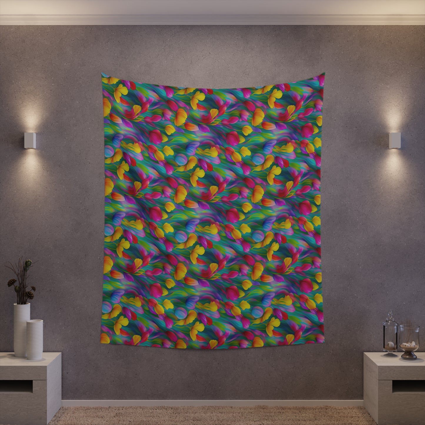 Rainbow Flower Tapestry for the wall for pride and celebrating inclusiveness lgbtq ally wall art gay wall art up to 100 inches show pride v3