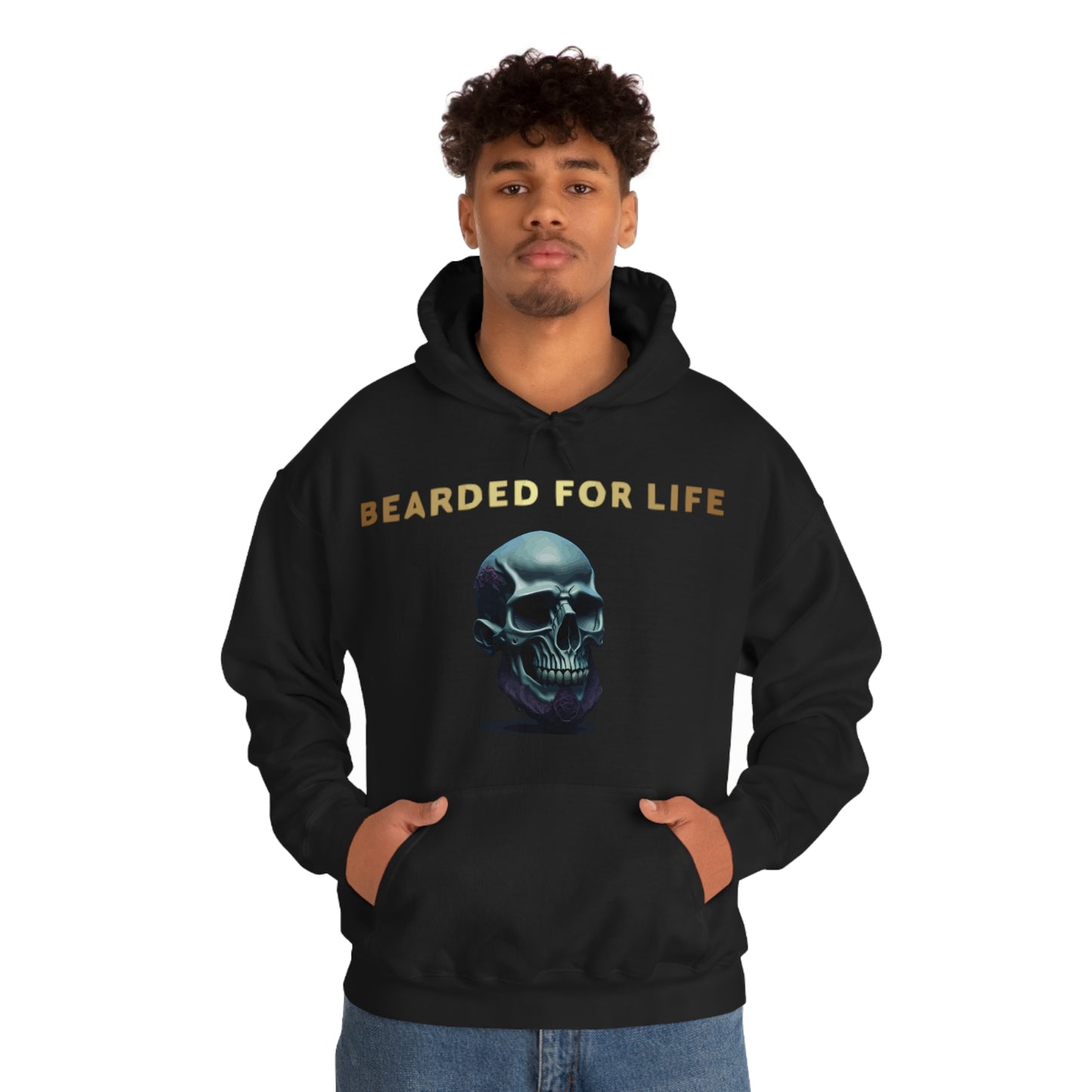 Bearded for life hoodie with a skull with a beard for the man that will have beard till he dies and is proud of his beard on fathers day v1