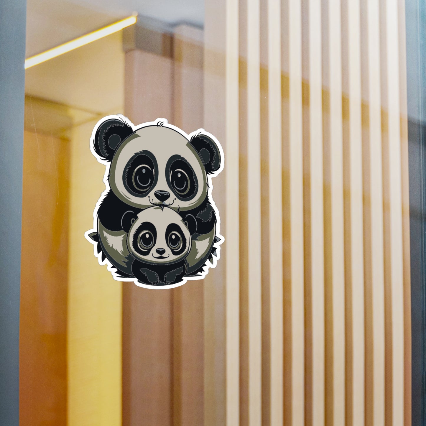 Mother and baby panda Vinyl Decal to liven up the playroom with vinyl cartoon animals with satin finish removable and restick decal