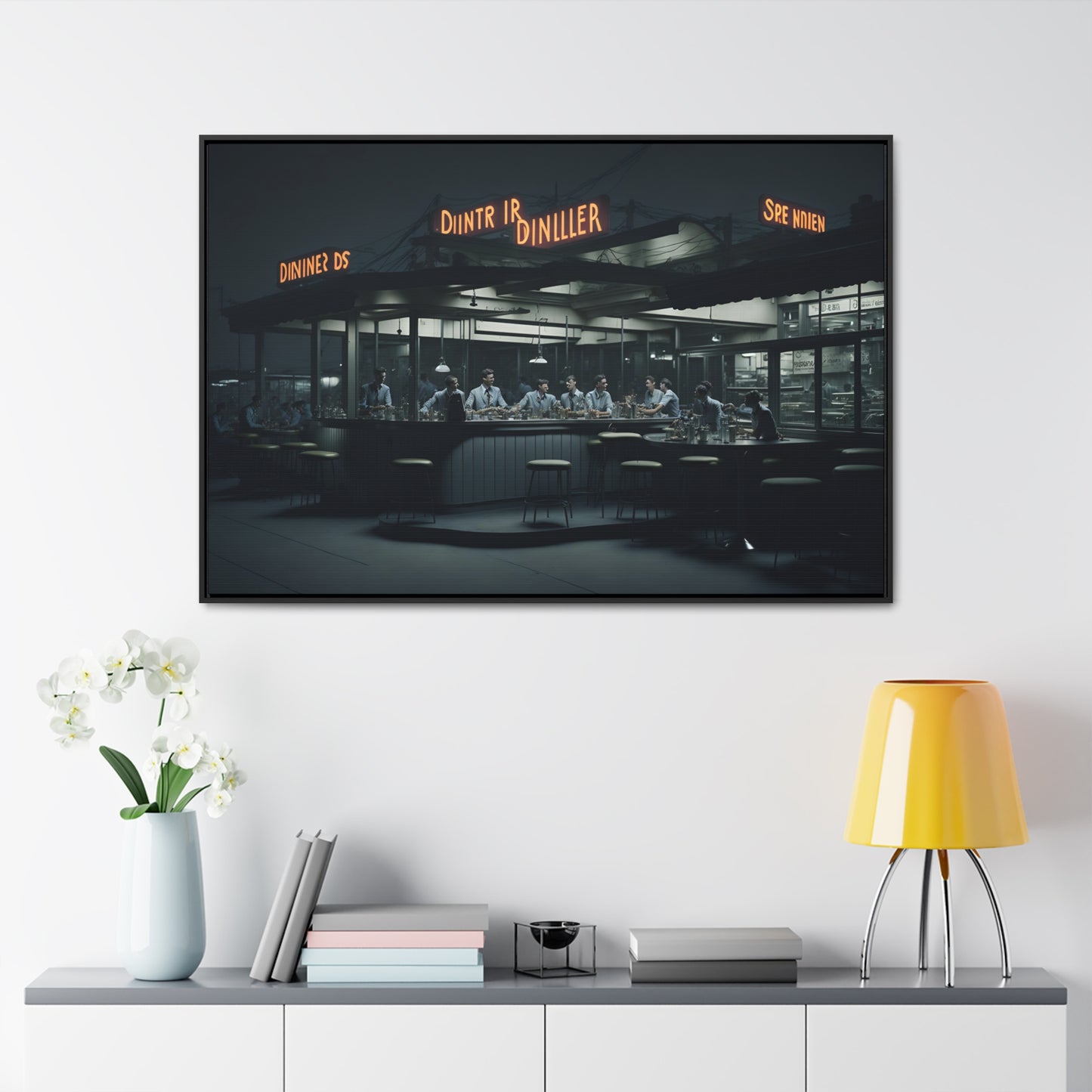 Drive-In Diner Dreams Nostalgic Dystopian Collection of Retro Wall Art Gallery Canvas Wraps Horizontal Frame v3/6