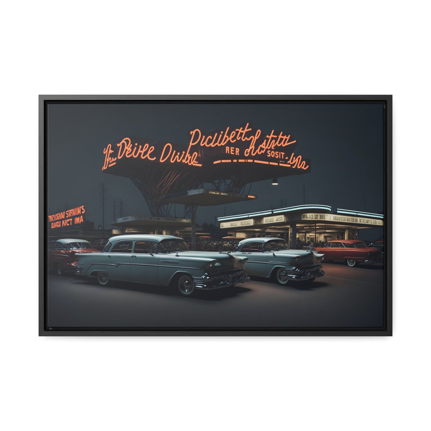 Drive-In Diner Dreams Nostalgic Dystopian Collection of Retro Wall Art Gallery Canvas Wraps Horizontal Frame v6/6