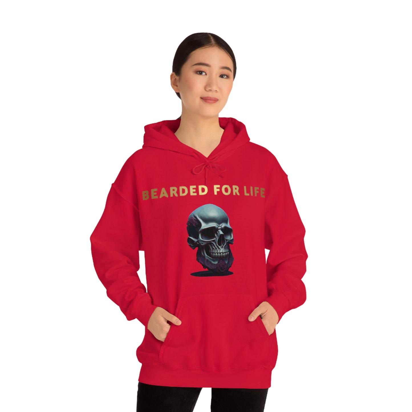 Bearded for life hoodie with a skull with a beard for the man that will have beard till he dies and is proud of his beard on fathers day v1