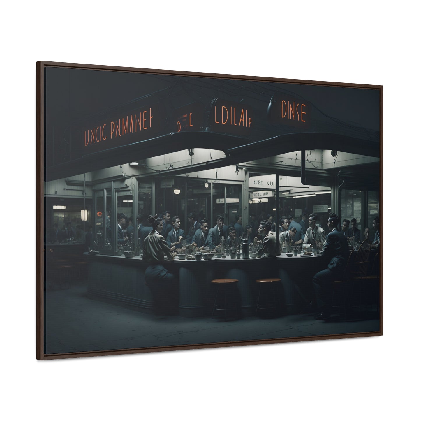 Drive-In Diner Dreams Nostalgic Dystopian Collection of Retro Wall Art Gallery Canvas Wraps Horizontal Frame v4/6