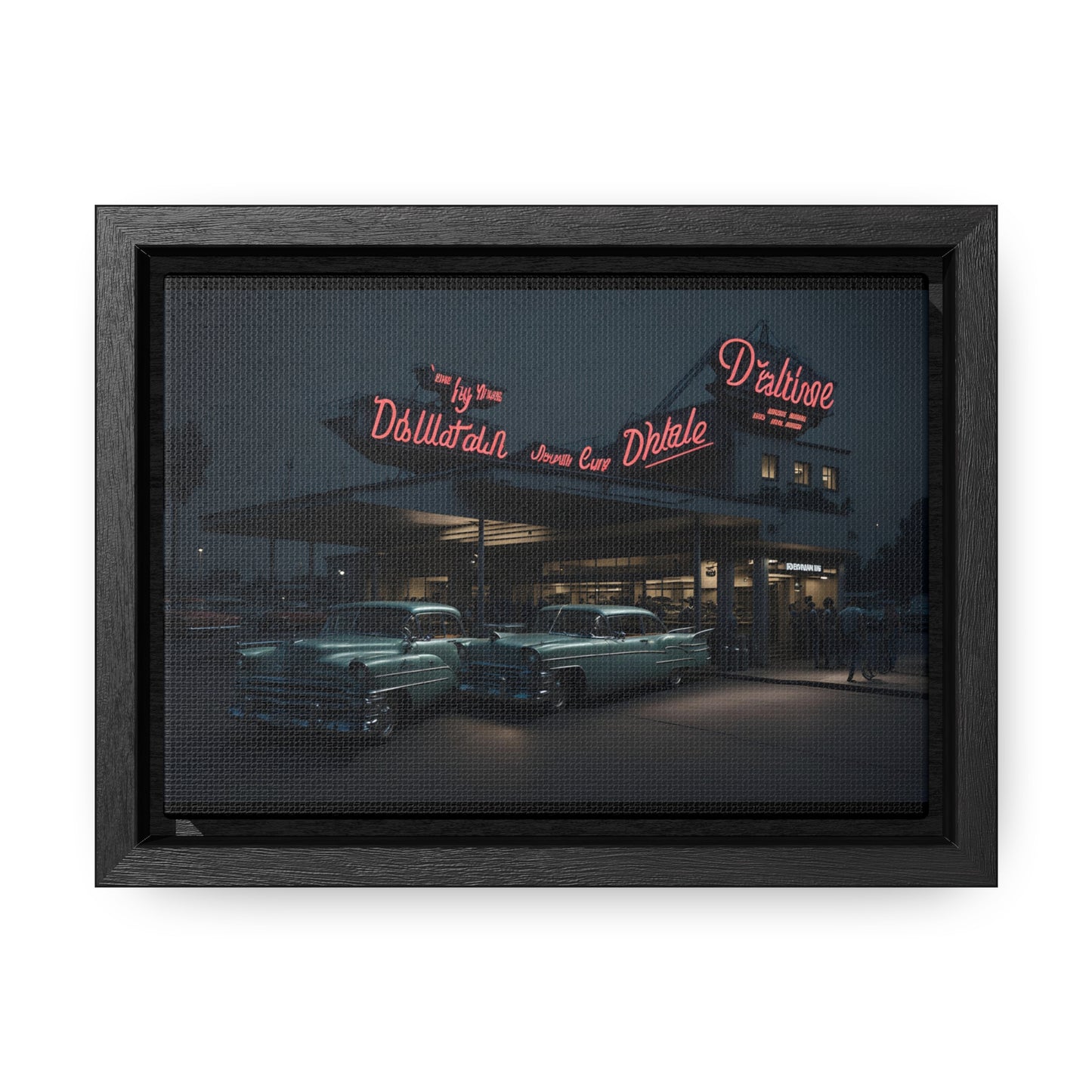 Drive-In Diner Dreams Nostalgic Dystopian Collection of Retro Wall Art Gallery Canvas Wraps Horizontal Frame v5/6