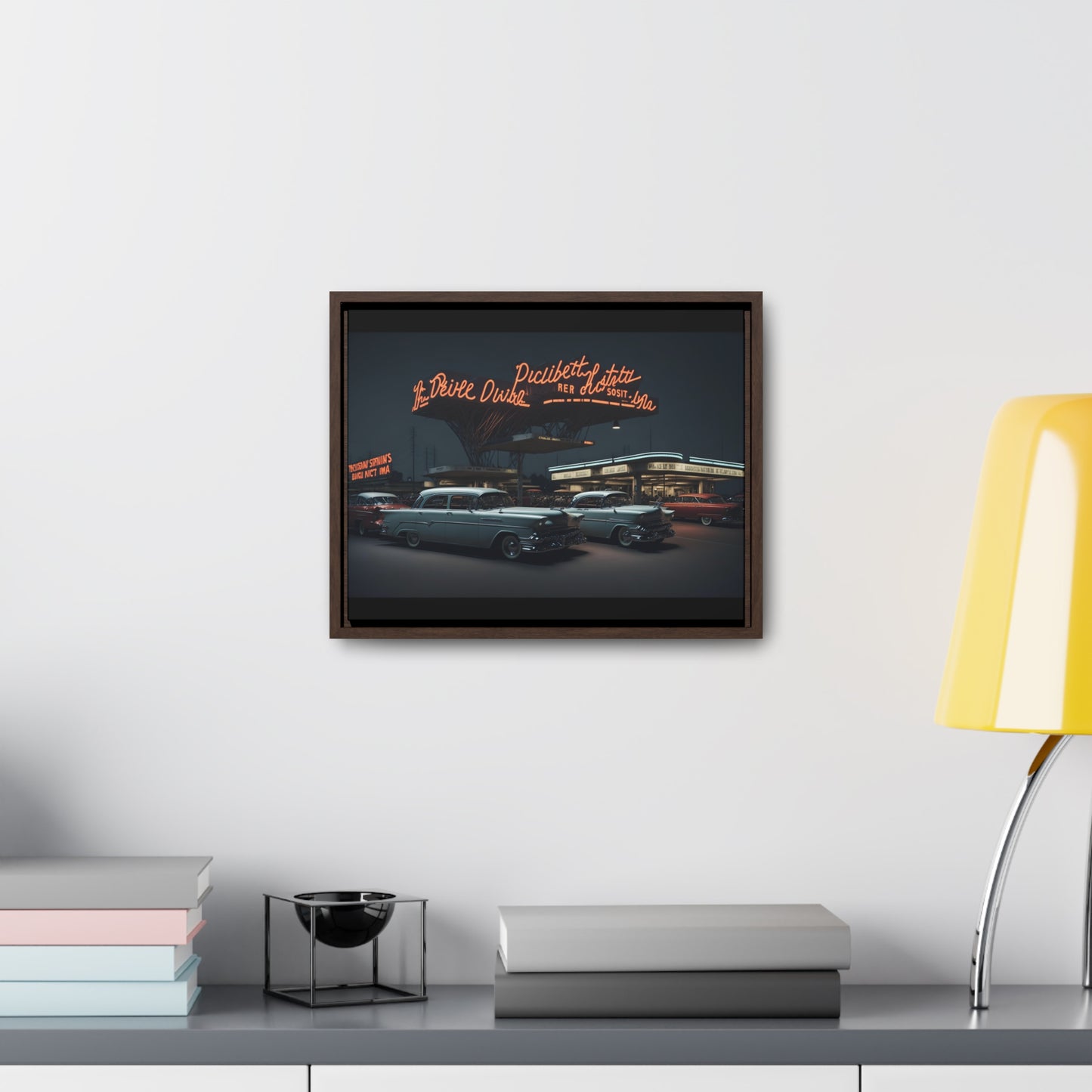 Drive-In Diner Dreams Nostalgic Dystopian Collection of Retro Wall Art Gallery Canvas Wraps Horizontal Frame v6/6