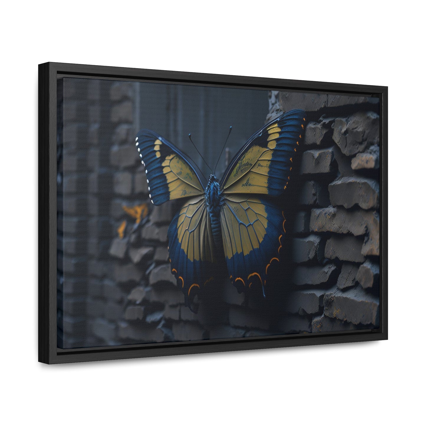 Dilapidated Butterfly Gallery Canvas art Wrap artwork depicting a fresh start at life in a barren wasteland