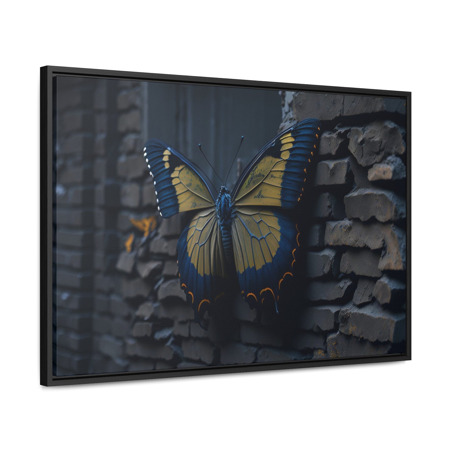 Dilapidated Butterfly Gallery Canvas art Wrap artwork depicting a fresh start at life in a barren wasteland