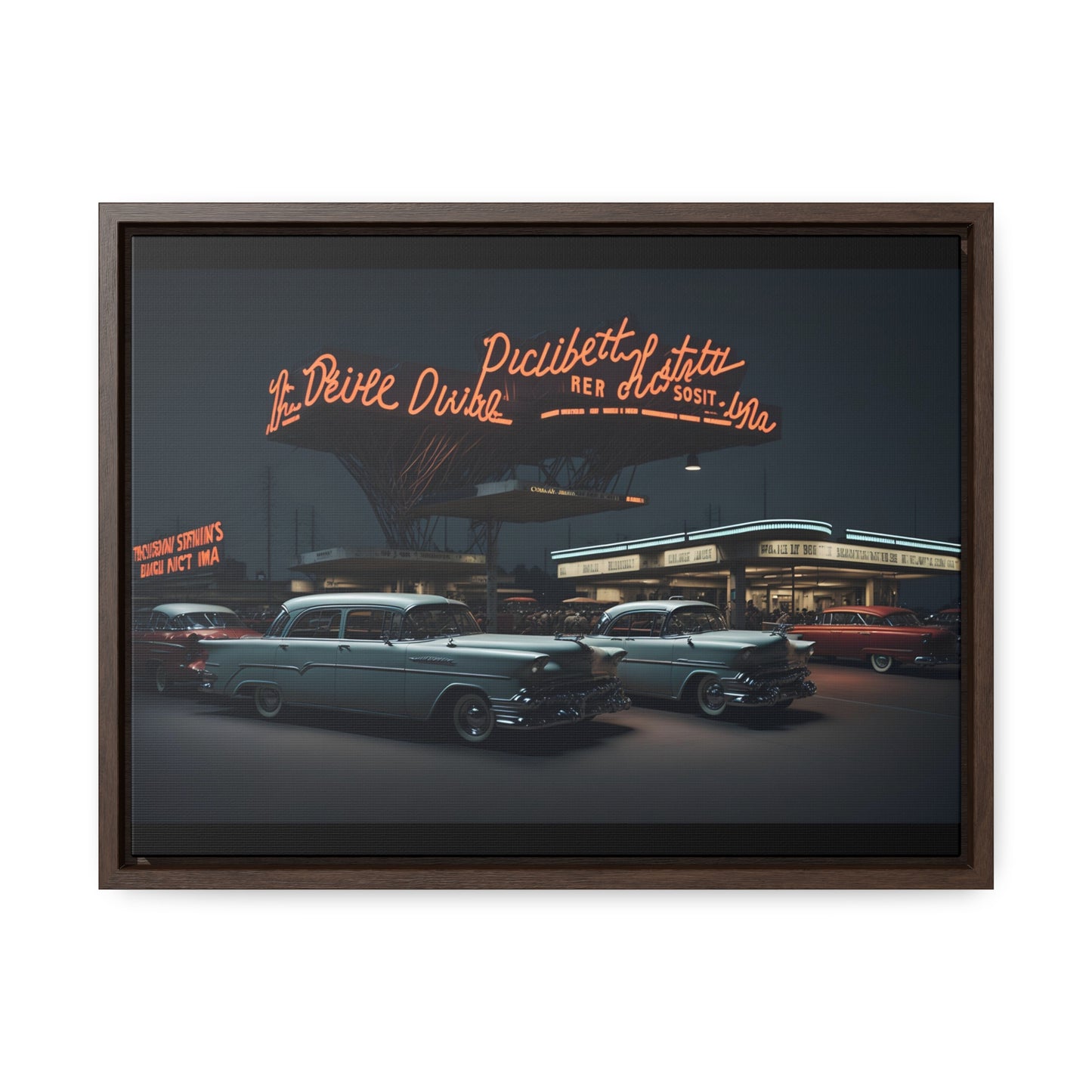 Drive-In Diner Dreams Nostalgic Dystopian Collection of Retro Wall Art Gallery Canvas Wraps Horizontal Frame v6/6