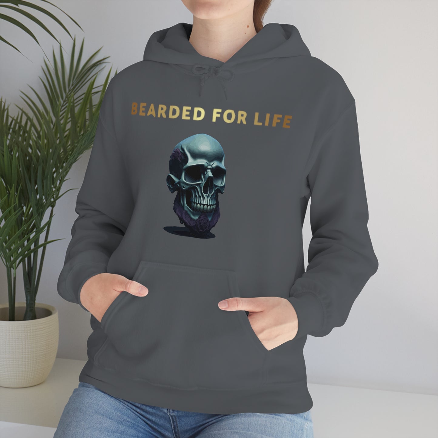 Bearded for life hoodie with a skull with a beard for the man that will have beard till he dies and is proud of his beard on fathers day v1