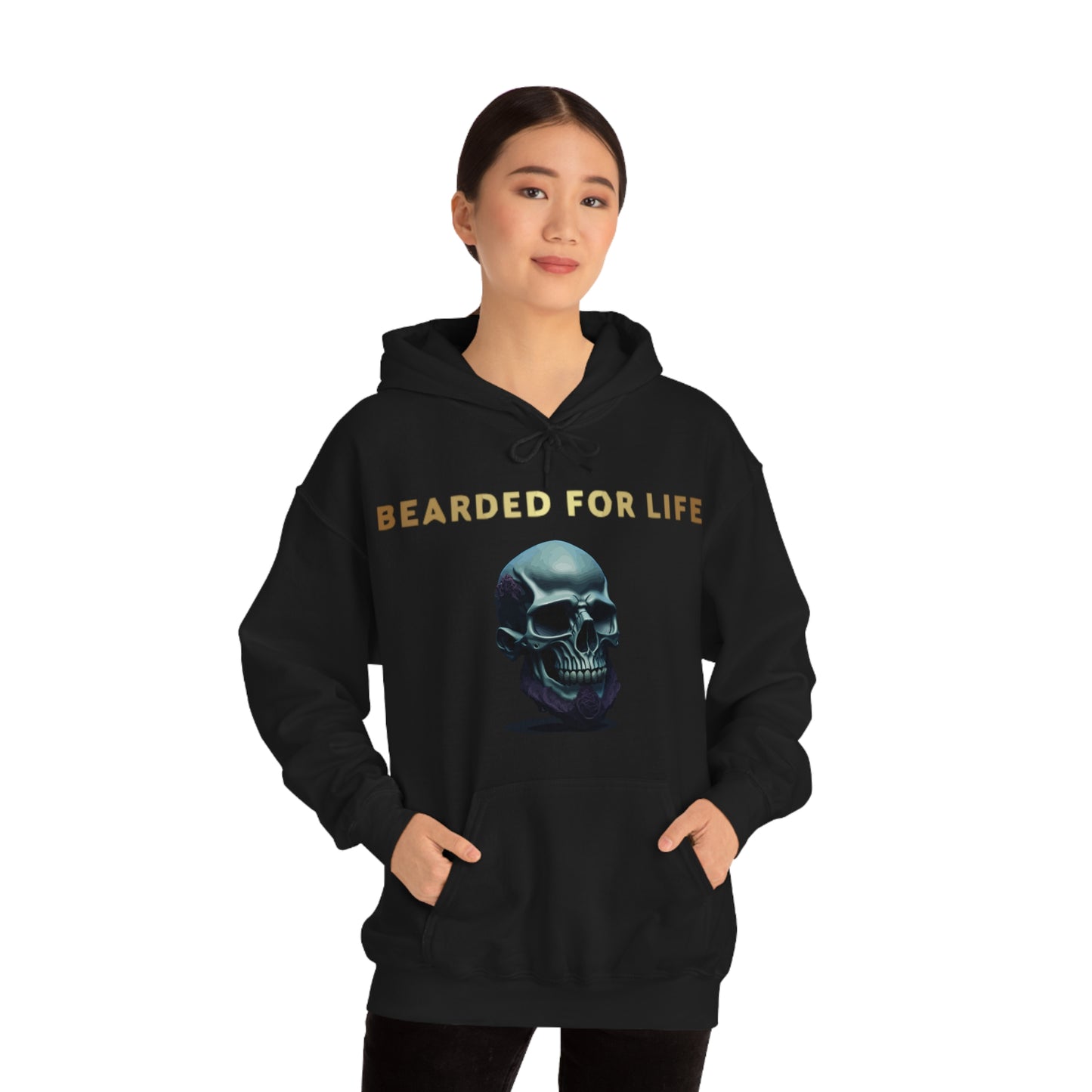 Bearded for life hoodie with a skull with a beard for the man that will have beard till he dies and is proud of his beard on fathers day v1