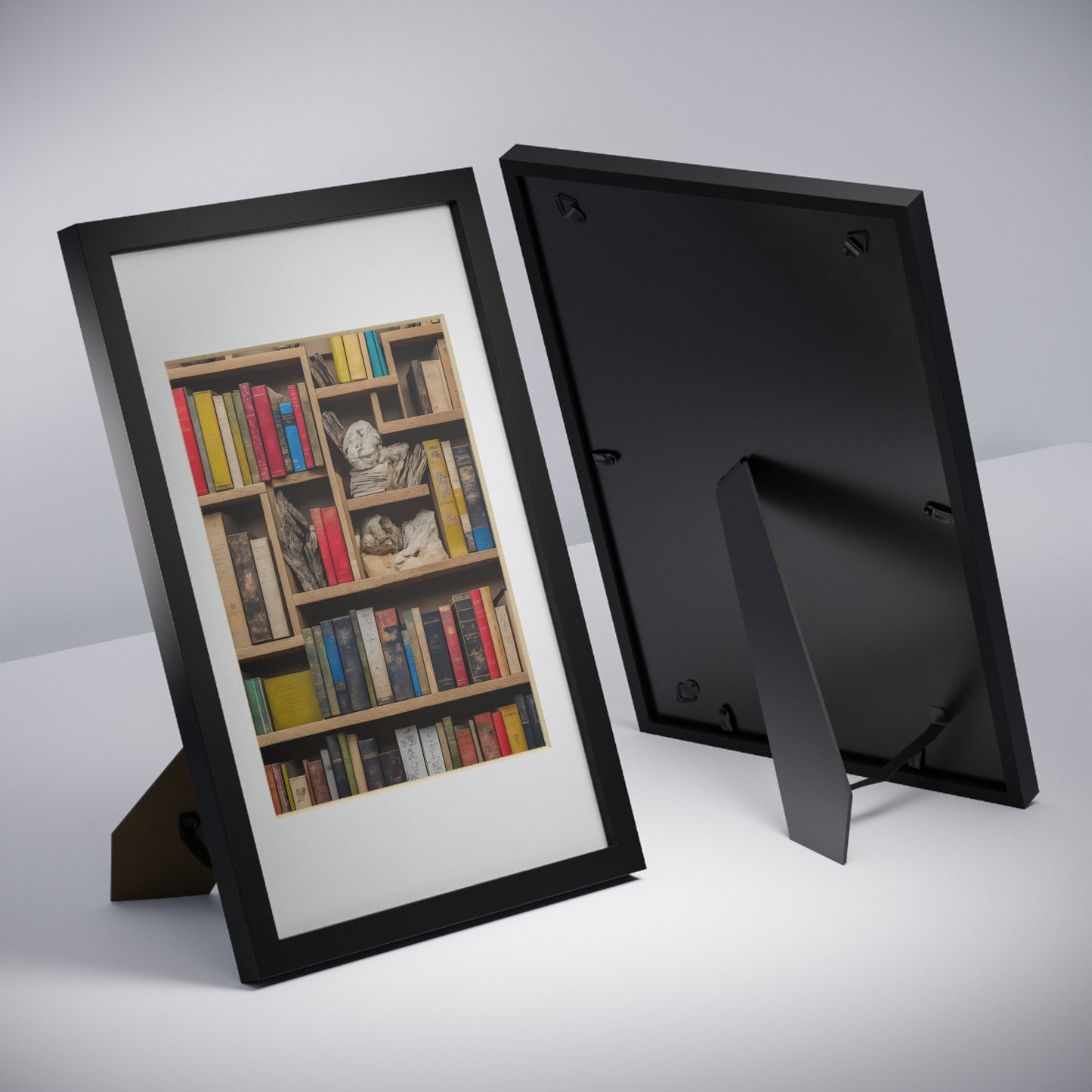 Library framed art library bookshelf studio study office poster teacher