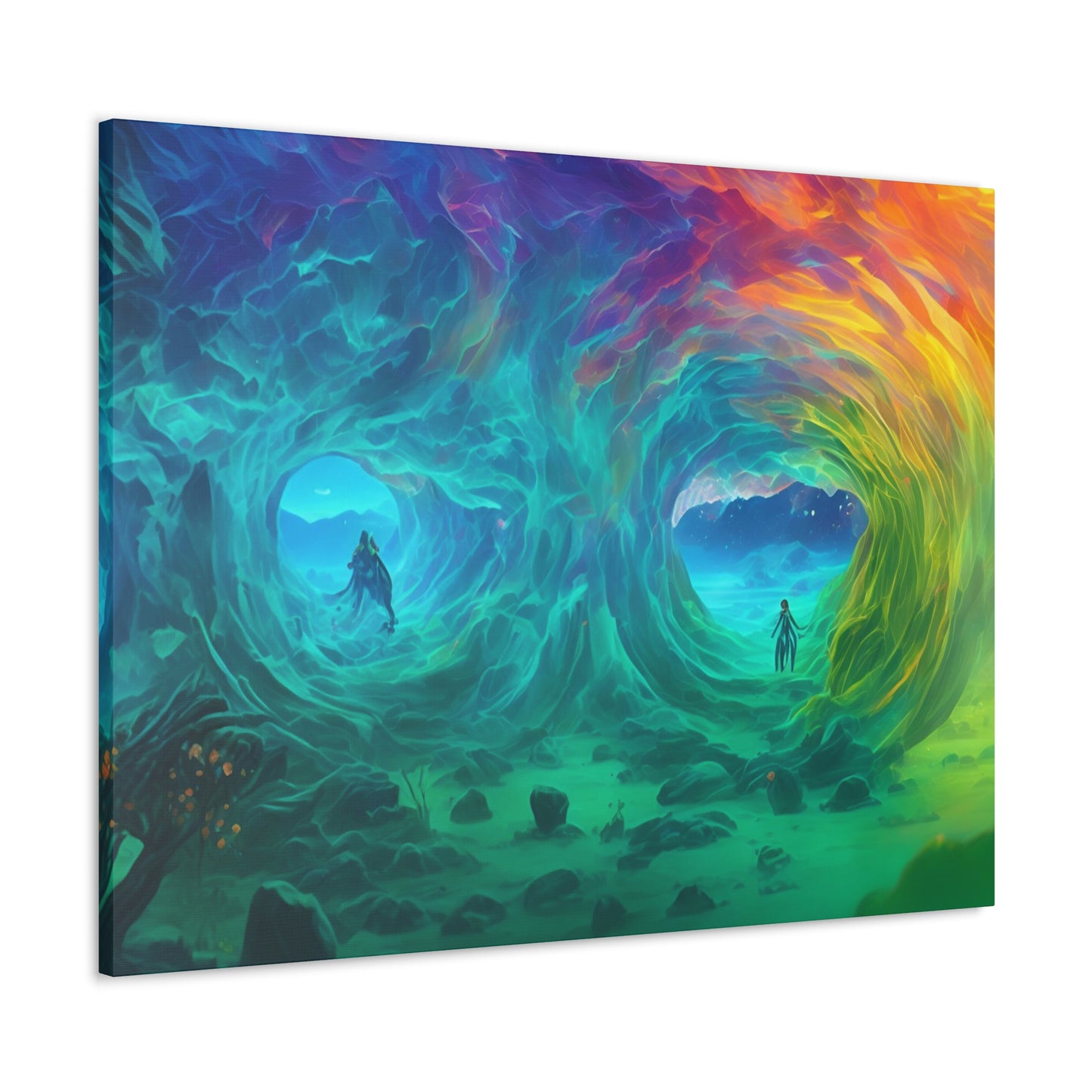 Rainbow wave stretched Canvas Gallery Wraps for the gameroom art gay gift for lgbtq lovers ally femme style art horizontal orientation v2