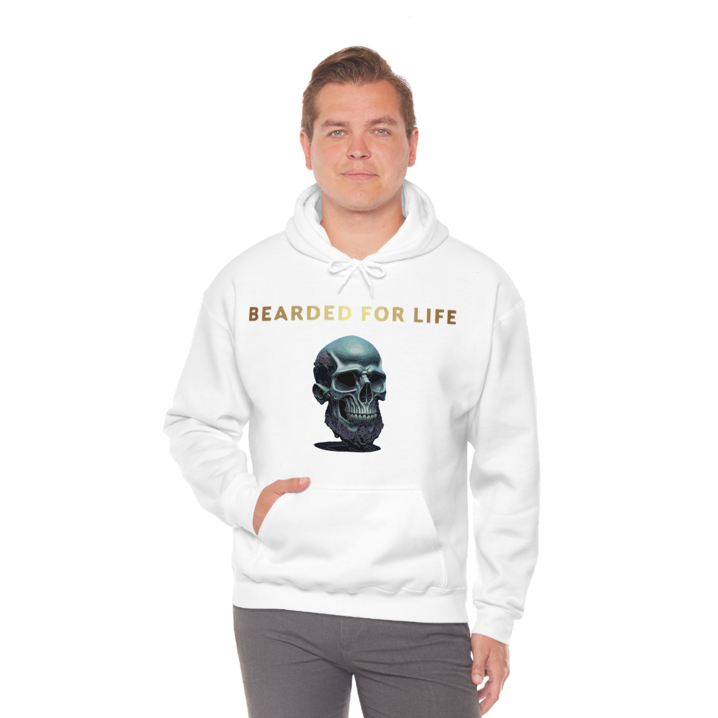 Bearded for life hoodie with a skull with a beard for the man that will have beard till he dies and is proud of his beard on fathers day v1