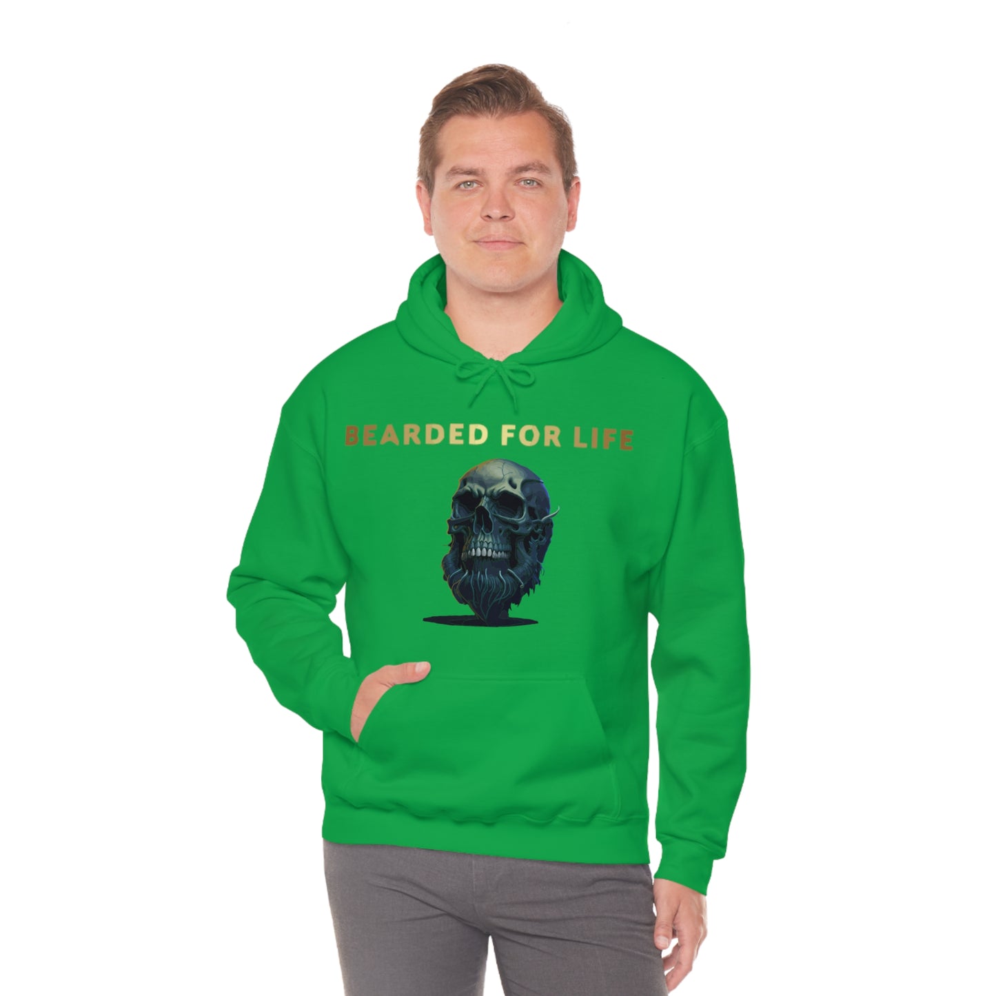 Bearded for life hoodie with a skull with a beard for the man that will have beard till he dies and is proud of his beard on fathers v2