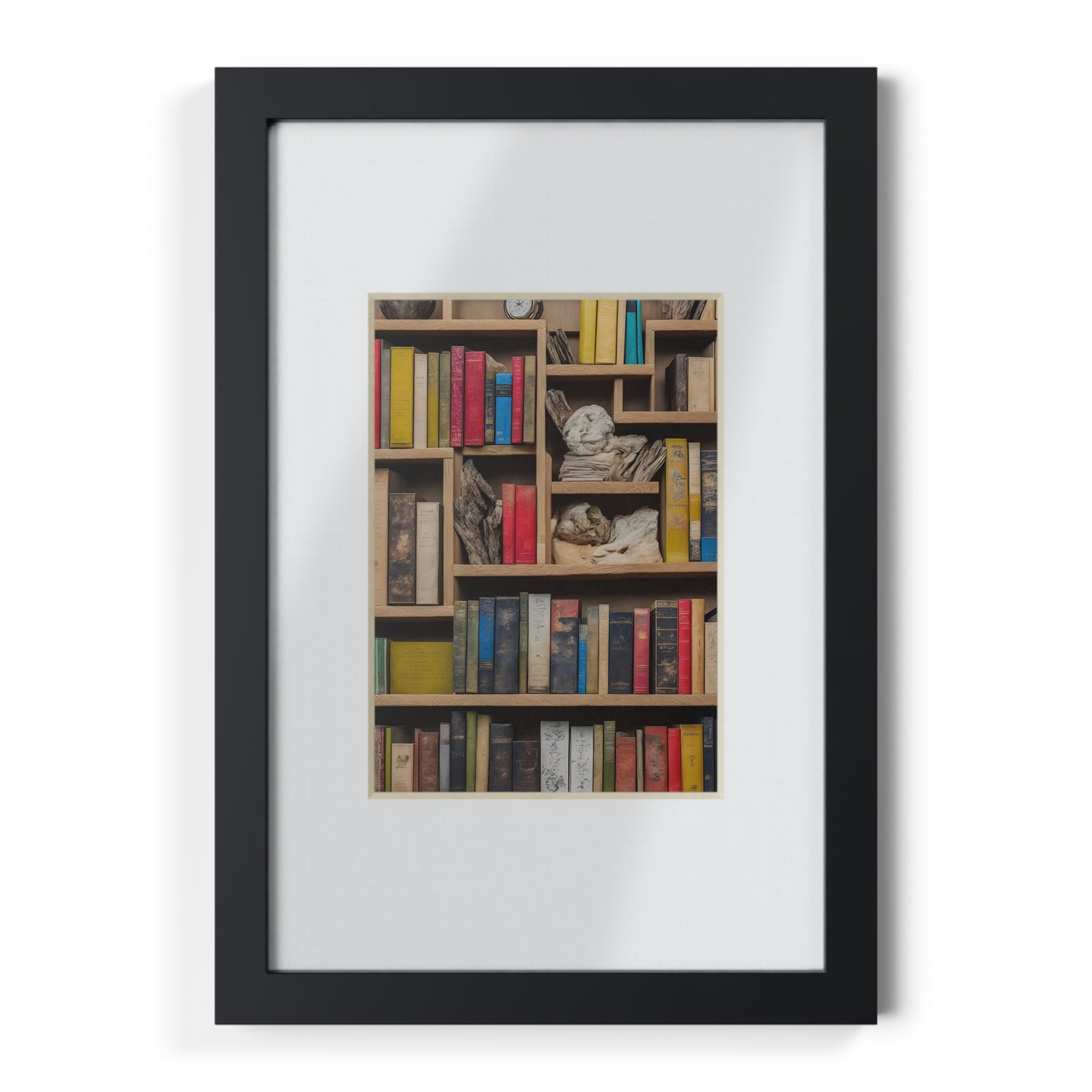 Library framed art library bookshelf studio study office poster teacher