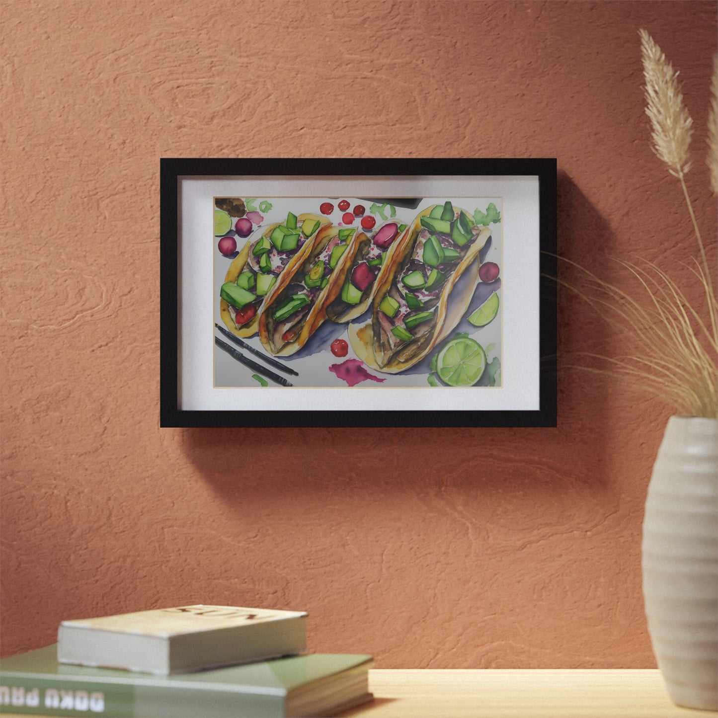 Tacos framed art bar gift for restaurant black frame kitchen dining poster v4