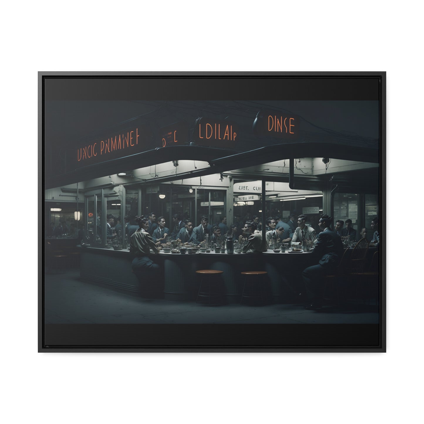 Drive-In Diner Dreams Nostalgic Dystopian Collection of Retro Wall Art Gallery Canvas Wraps Horizontal Frame v4/6