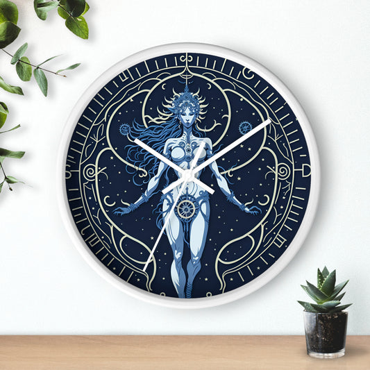 Celestial Goddess Wall Clock Blue design 1 celestial goddess blue Analog Wall Clock design for those fantasy lovers the library bedroom