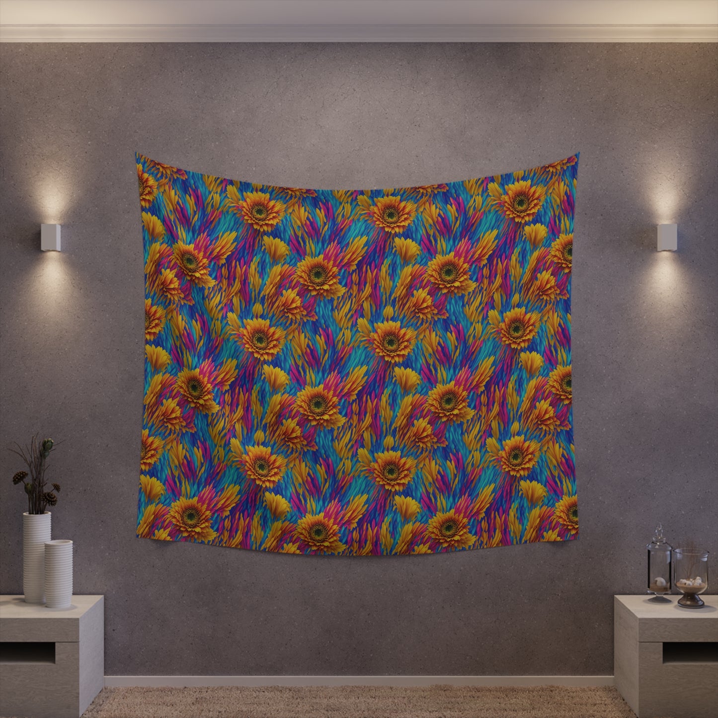 Rainbow Flower Tapestry for the wall for pride and celebrating inclusiveness lgbtq ally wall art gay wall art up to 100 inches show pride v2