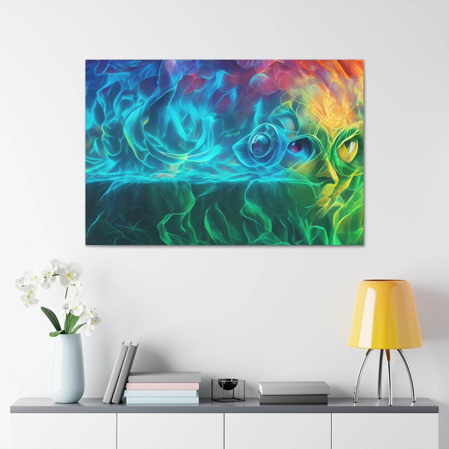 Rainbow wave stretched Canvas Gallery Wraps for the gameroom art gay gift for lgbtq lovers ally femme style art horizontal orientation v4