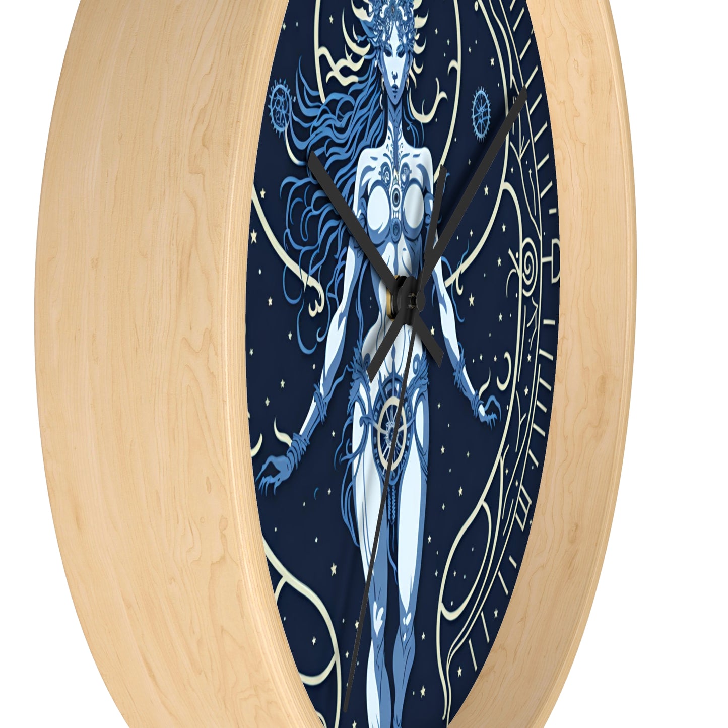 Celestial Goddess Wall Clock Blue design 1 celestial goddess blue Analog Wall Clock design for those fantasy lovers the library bedroom